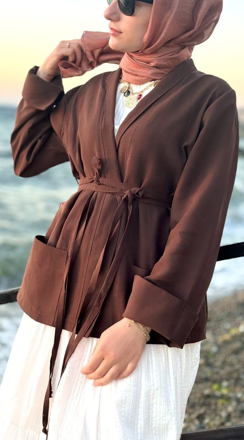 Lilyum – Kahve Keten Ceket