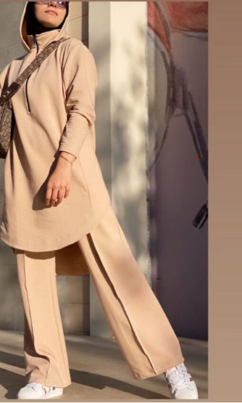 Örme Bej Eşofman Takım