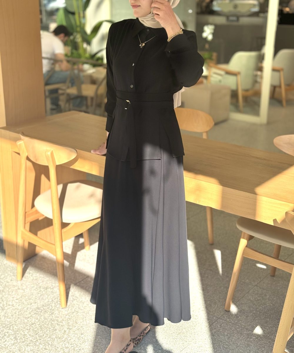 Yasmin - Siyah Krep Etek Takım