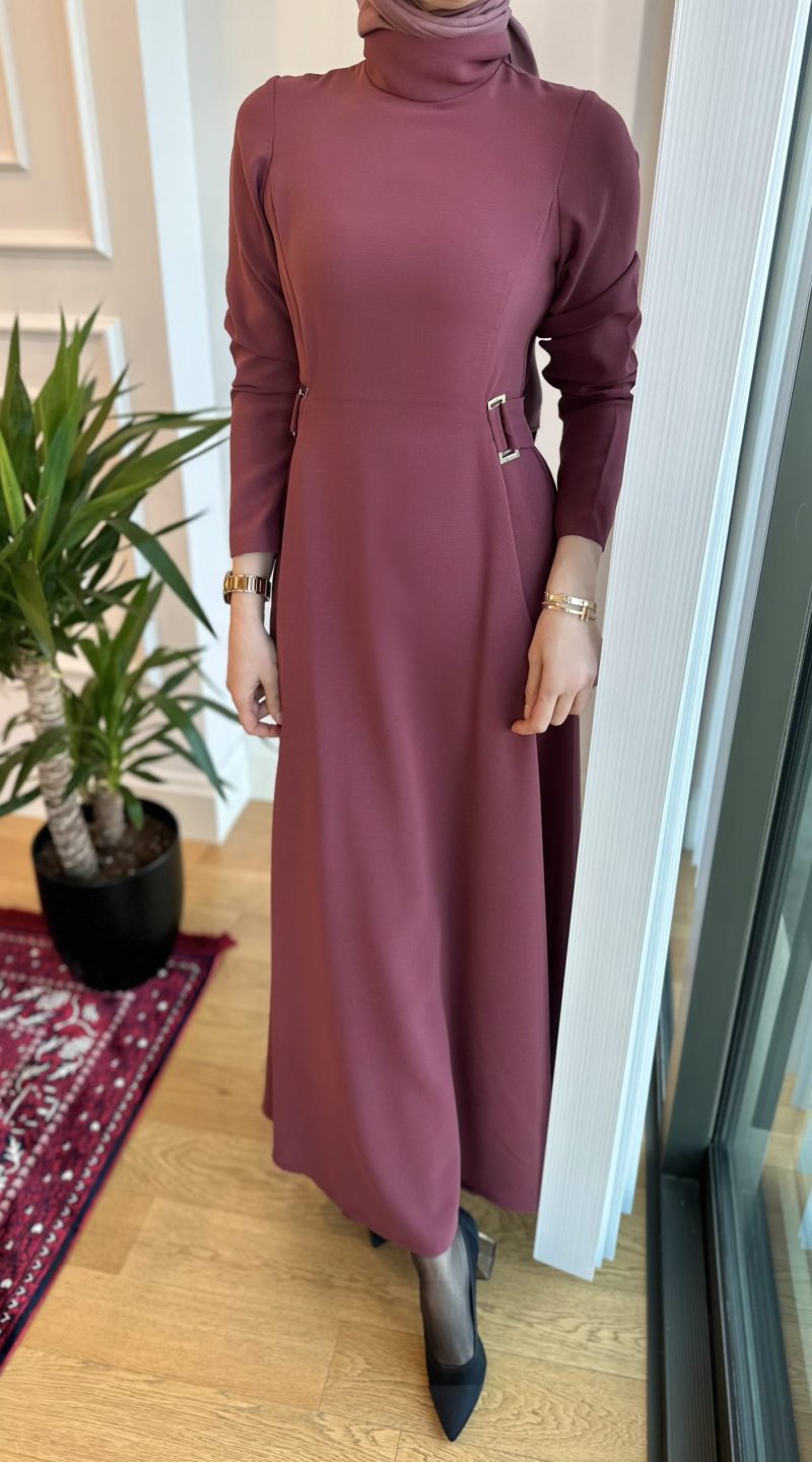 Soiree -Bordo Tokalı Elbise