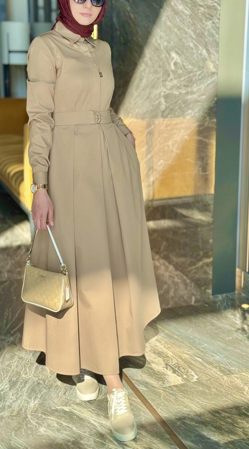 Charme - Bej Cepli Elbise