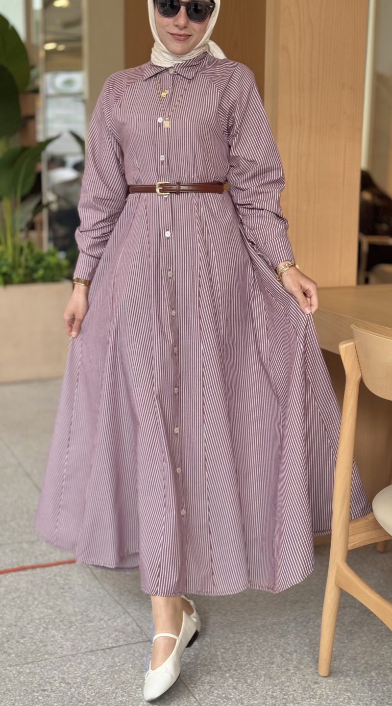 Bordo Gömlek Elbise