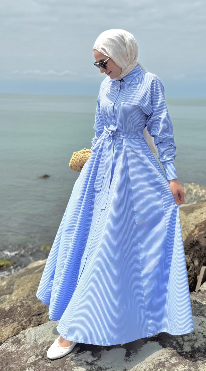 Mavi Gömlek Elbise